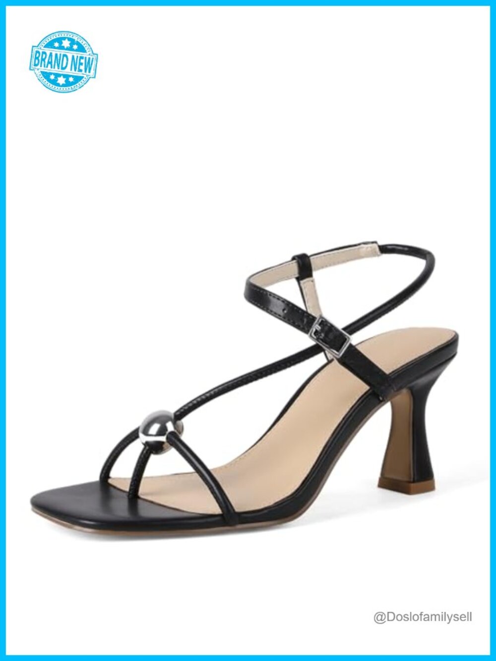 Kitten Heel Sandals Square Open Toe Slingback Ankle Strap Dress Shoes